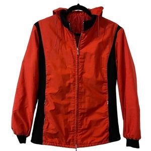 VINTAGE DIOLEN Cotton Jacket Red And Black Knit Medium 42 Hooded